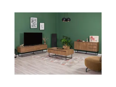 Obrázek produktu pro Skye Decor, Laxus Takım 22, sestava nábytku do obývacího pokoje, ořech, 100 % MELAMÍNEM POVLÁKNĚNÉ PANELY, 90 x 39 x 40 cm