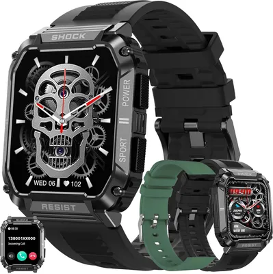 Produktbild von Herren-Smartwatch mit Telefonfunktion, 1,95 Zoll, wasserdicht, 123 Sportmodi, Aktivitätstracker mit Schrittzähler, Herzfrequenz, für iOS Android