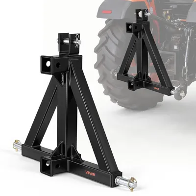Zdjęcie produktu dla 3-punktowy zaczep holowniczy VEVOR z mocowaniem 2-calowym, 3-punktowe szybkozłącze, adapter do cięgła ciągnika, kompatybilny z ciągnikami kategorii 1, pasuje do różnych ciągników kompaktowych, kolor czarny