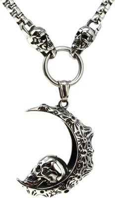 Produktbild von Halskette Edelstahlkette 316L MASSIV MOND SKULL 05-02