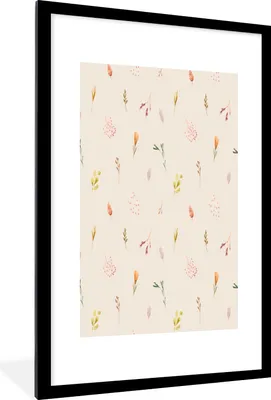 Produktbild von MuchoWow® MuchoWow® Gerahmtes Poster Blumen - Pastell - Rosa 60x90 cm - Poster mit zchwarzem Bilderrahmen - Dekoration - Wandposter Wohnzimmer - Hochwertig