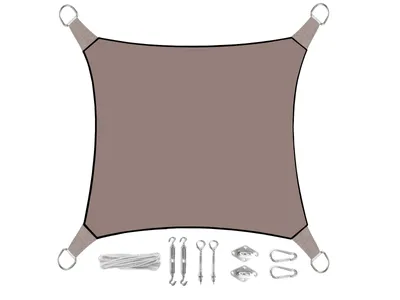 Produktbild von Sonnensegel Quadratisch Braun 5m mit Ösen für Terrasse Balkon Sonnenschutzsegel
