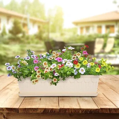 Produktbild von Famanu Pflanzenschalen 36 cm - Weiß - Set von 5 - Rechteckig - Kunststoff