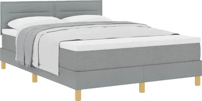 Produktbild von Boxspringbett mit Kissen Hellgrau 140 x 190 cm Stoff
