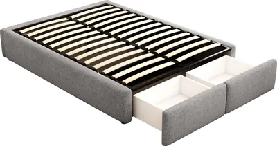 Immagine prodotto di letto imbottito okwish 140*200 con contenitore idraulico, letto matrimoniale con 2 cassetti, letto a piattaforma senza testata, grigio (con materasso)