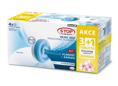 Obrázok produktu pre Ceresit 2629452 STOP VLHKOSTI AERO 360° náhradné tablety 2v1, 3x neutrálna tableta + 1x lúčne kvety
