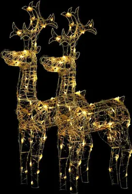 Produktbild von vidaXL Rentiere Weihnachtsdekoration 2 Stk. 60x16x100 cm Acryl