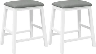 Image de vidaXL Chaises de bar avec coussins 2 pcs. Blanc Bois massif Hévéa