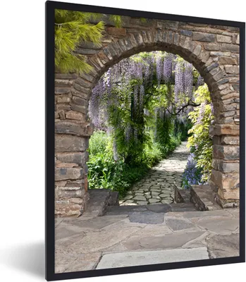 Produktbild von MuchoWow® Gerahmtes Poster Wald - Aussicht - Steine - Weg 60x80 cm - Poster mit Schwarzem Bilderrahmen Wandposter Rahmen Foto Bilder - Premium - Wanddeko Wohnzimmer