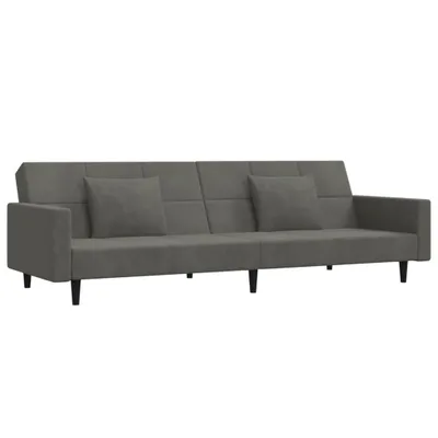 Produktbild von Schlafsofa 2-Sitzer mit 2 Kissen Dunkelgrau Samt