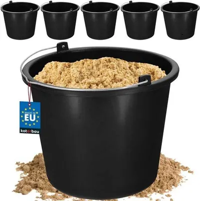 Zdjęcie produktu dla Plastikowe wiadra 5 l, czarne, 5 sztuk, uniwersalne