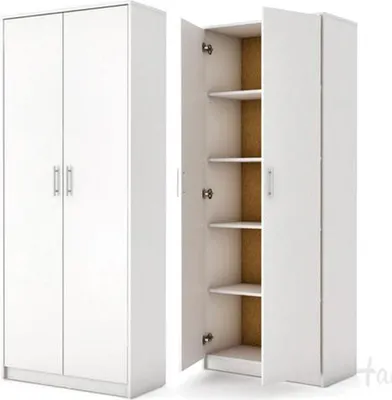 Produktbild von Kleiderschrank Schrank Mit Regalen, Garderobe, Weiß, 74 cm Breite