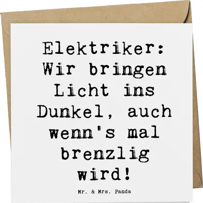 Produktbild von Mr. & Mrs. Panda Glückwunschkarte Spruch Elektriker Lichtbringer - Weiß - Geschenk, Beruf, Techniker, Elektromeister, Handwerk, anlasskarte, Wertschätzung, Handwerker