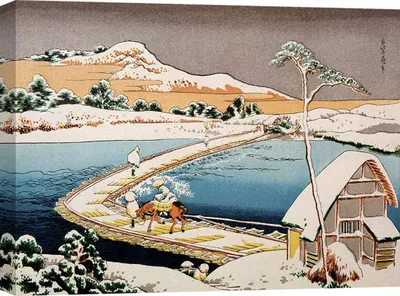 Immagine prodotto di Stampa d'arte giapponese su tela - Katsushika Hokusai, Paysage japonais - 60x40 cm