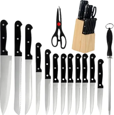 Immagine prodotto di Set di coltelli da chef, manici ergonomici, acciaio inossidabile resistente, strumento da cucina completo
