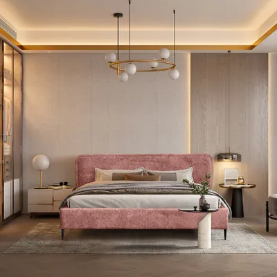 Productafbeelding van Boxspring tweepersoonsbed SPRINGS, 140x200 cm, bekleed met stof "Perfect Harmony" in oudroze
