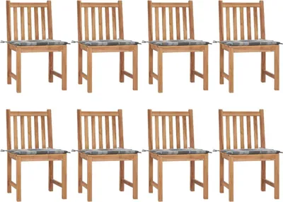 Produktbild von Gartenstühle 8 Stk. mit Kissen Massivholz Teak