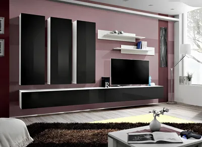 Produktbild von Wohnzimmer Komplett Set 7 tlg Wohnwand TV Ständer Luxus Garnitur Wandregal Neu