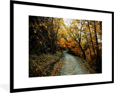 Produktbild von MuchoWow® Gerahmtes Poster Blätter - Herbst - Wald 90x60 cm - Poster mit Schwarzem Bilderrahmen Wandposter Rahmen Foto Bilder - Wanddekoration - Fotos