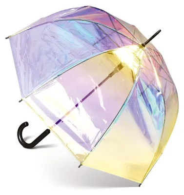 Produktbild von Automatischer Regenschirm transparent mit buntem, schillerndem Design