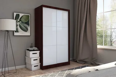Produktbild von AGMAT Schwebetürenschrank Viva, Kleiderschrank mit 2 Türen und Spiegel, Moderne Garderobe in Farbe: Wenge, Schrank in Größe: 150 x 216 x 61 cm