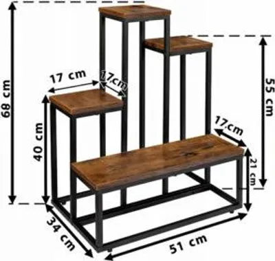 Zdjęcie produktu dla Kwietnik Stojący Podłogowy Metal Stojak Na Kwiaty Doniczki Loft 4 Półki