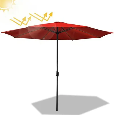 Produktbild von Sonnenschirm 350 cm Rot mit Kurbel| Ampelschirm Gartenschirm Sonnenschutz UV Schutz 50+ | Kurbelschirm Marktschirm wasserdicht für Garten, Terrasse, Balkon, ohne Ständer