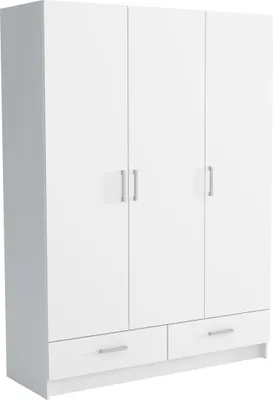 Produktbild von Masseno Drehtürenschrank PINELLO 144/200/50 cm 3-türig Schlafzimmer Schrank Kleiderschrank Weiß