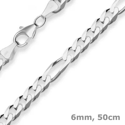 6mm-Figarokette-diamantiert-aus-925-Silber-50cm
