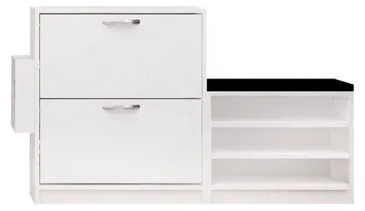 Image de Meuble à chaussures en panneaux de particules mélaminés blanc - Rangements à chaussures