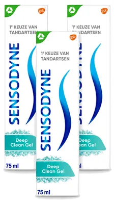 Produktbild von 3 x Sensodyne Deep Clean Gel Tandpasta - 75 ml - Vorteilspackung - 3 Stücke