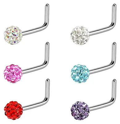 Produktbild von Nasenstecker / Nasenpiercing Stecker gebogen mit Ferido Ball / Shamballa Kristall Tanzanite