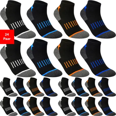 Produktbild von 12 - 24 Paar Sneaker Socken Füßlinge Baumwollsocken Kurz Uni Sport Söckchen - 39-42 24 Paar YS4075
