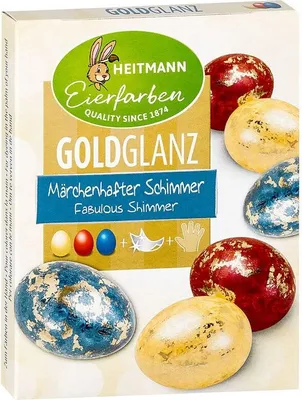 Produktbild von Eierfarben Goldglanz - 3 flüssige Kaltfarben, 4 Dekorfolien