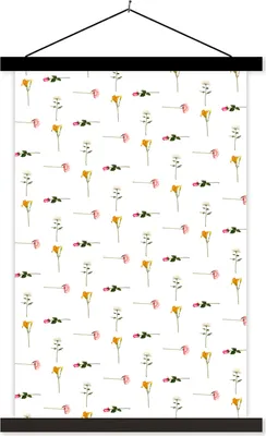 Produktbild von MuchoWow® Textilposter Blumen - Pastell - Muster 40x60 cm mit schwarzem Rahmen - Wanddekorationen