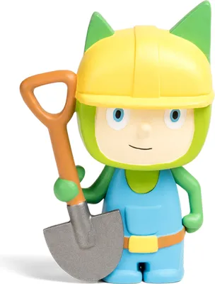 A toy construction worker with a shovel.