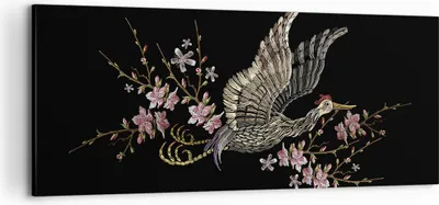 Produktbild von Bild auf Leinwand - Leinwandbild - Einteilig - Asiatisch Vogel Blumen - 120x50cm - Wand Bild - Wanddeko - Wandbilder - Leinwanddruck - Bilder - Wanddekoration - Leinwand bilder - AB120x50-4614