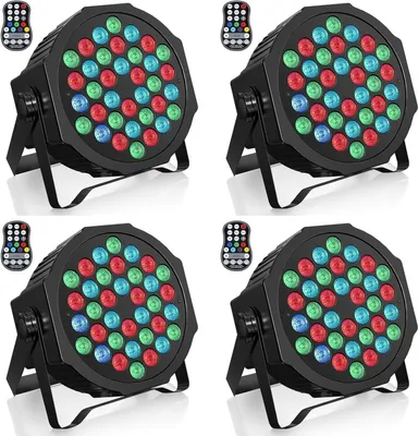 Image de Projecteurs LED par rechargeables, lot de 4 - Projecteurs LED d'ambiance - Éclairage de scène - Éclairage pour DJ - Éclairage pour événements