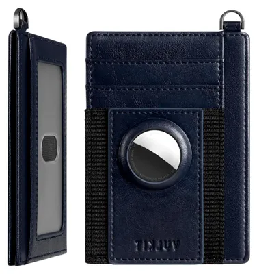 Produktbild von Schlanke AirTag-Geldbörse mit AirTag-Halter, Leder-RFID-blockierende Geldbörse Kartenhalter minimalistische Airtag-Smart-Geldbörse mit Schlüsselanhänger