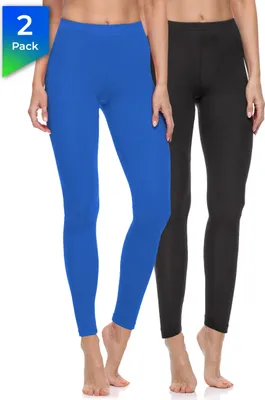 Produktbild von Merry Style Damen Lange Leggings aus Baumwolle 2 Pack MS10-198 (Schwarz/Kobalt, XL)