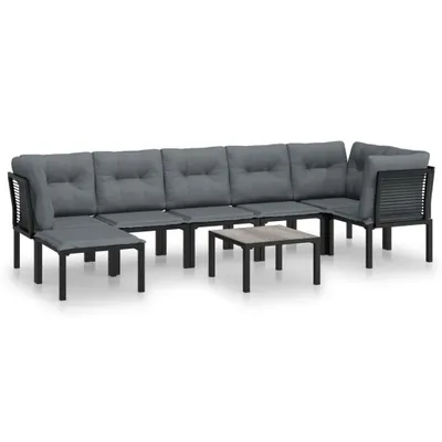 Produktbild von vidaXL 8-tlg. Garten-Lounge-Set Schwarz und Grau Poly Rattan