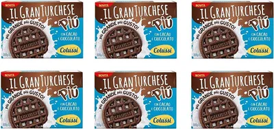 Produktbild von 6x Colussi Granturchese Più Biscotti Con Cacao e Cioccolato mit Kakao und Schokolade Kekse cookie Kleingebäck 300g