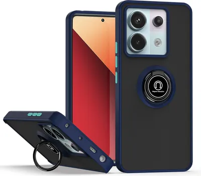 Produktbild von Hülle für Xiaomi Redmi Note 13 Pro 5G Ring Halter Ständer Matte Transluzent TPU Bumper Stoßfest Schutzhülle Blau