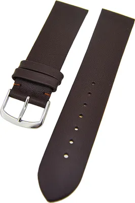 Produktbild von Uhrenarmband weiches Kalbslederband Dunkelbraun ohne Naht 22mm