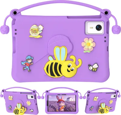 Produktbild von Kinder Hülle für iPad Air 11" M3/M2 (2025/2024) Leicht Stoßfeste Kindgerechtes Schutzhülle mit Griff, Biene Ständer Lila