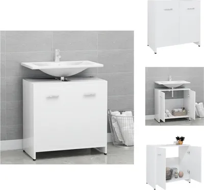 Produktbild von vidaXL Badezimmerschrank Weiß 60x33x61 cm Holzwerkstoff -  Badezimmermöbel-Sets
