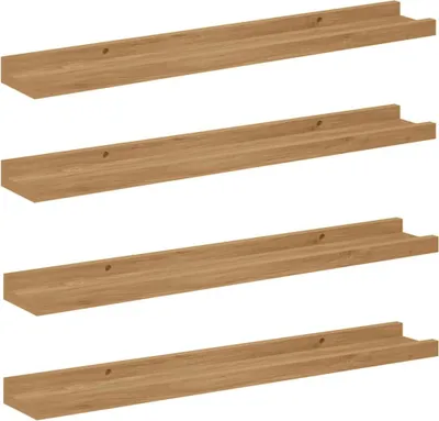 Zdjęcie produktu dla VidaXL Półka ścienna, 4 sztuki, brązowa, 60 x 9 x 3 cm, płyta wiórowa