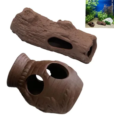 Produktbild von Set mit 2 Keramik-Höhlen zur Dekoration von Aquarien