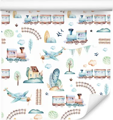Immagine prodotto di 10m VLIES WALLPAPER rotolo camera bambini aerei alberi stelle XXL