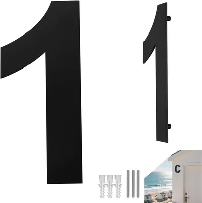 Imagen del producto de Número de casa de acero inoxidable, 152 mm, color , resistente a la intemperie, para uso en exteriores